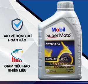 Dầu Nhớt Xe Tay Ga Cao Cấp Mobil Super Moto Scooter 10W-40 / 10W-30 4-AT 800ML Made in Singapore