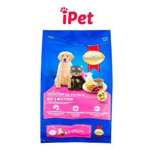 Thức Ăn Hạt Khô Cho Chó Con SmartHeart Vị Thịt Bò & Sữa Gói 400g - iPet Shop