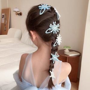korea Baby Girl Cute Elsa Princess snow hair ribbon hairpin accessories