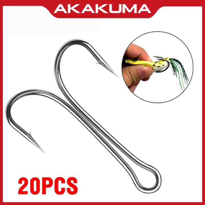 8#-4/0# Carbon Steel Fishing Hooks 20Pcs Double Fishing Hooks for Soft Worm  Lure Barbed Carp High Quality Fishhook Accessories