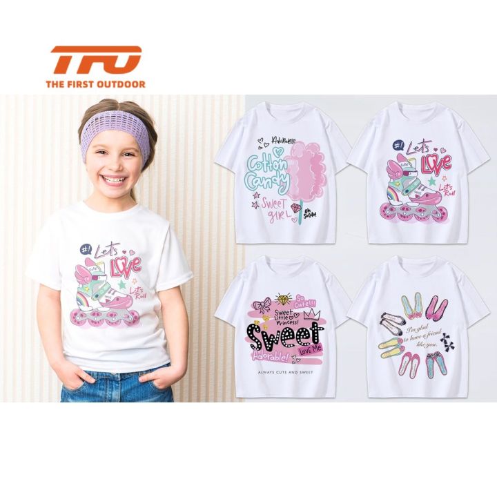 TFO Summer Top Baby Clothes White Tshirt For Kids Girl Tops Cute Print  Short-Sleeved T-Shirt