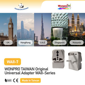 WONPRO WAII-7 Taiwan Original Universal Adapter Travel Adapter Dual Socket WA-Series (UK HK U.A.E Singapore Malaysia)