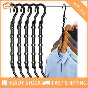 MIH ✨ COD ✨ ไม้แขวนเสื้อพลาสติกอเนกประสงค์ประหยัดพื้นที่ไม้แขวนเสื้อในตู้เสื้อผ้าแบบหมุนได้5รู