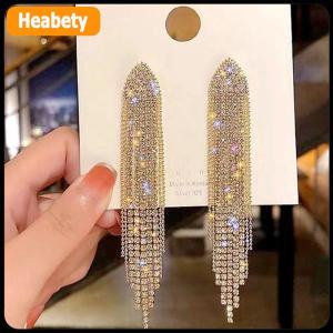 【2-3 days delivery】 Long Tassel Full Rhinestone Drop Earrings For Women Ovsize Crystal Dangle Earrings Fashion Jewelry Accessories