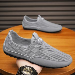 Mens summer sports shoes driving one foot stirrup hollow net