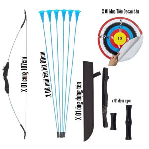 Bộ Cung Tên 107Cm Dùng Cho Trẻ Em Luyện Tập - Kèm 06 Mũi Tên Hút và 01 Ống đựng Tên.