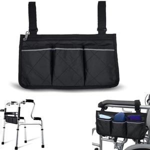Waterproofs Wheelchair Side Pouches Armrest Hanging Handle Holder Wheelchair Armrest Side Storage Bag for Walker Rollator