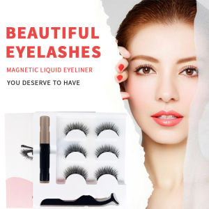 🔥🔥Roman Holiday 3pairs Magnetic False Eyelashes Eyelash Extension Complete Set Eyeliner & Tweezer Eyelashes Clip Set Eyelashes Magnetic Set Tools COD