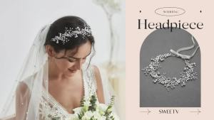 Phụ kiện đội đầu cô dâu SWEETV Crystal dành cho cô dâu phụ kiện tóc cưới màu vàng hồng băng đô cô dâu dây cườm ngọc trai phụ kiện tóc đính đá cho nữ.