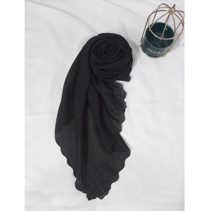 Hijab Segiempat Embroidery Bunga Mawar Terbaru Kerudung Bordir Manual rapih dan Exclusive