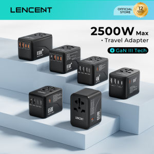 LENCENT Universal Travel Adapter GaN III 65W Fast Charging Worldwide Wall Charger with USB C and USB A International Travel Adaptor for China Japan Korea Philippines