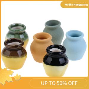 Madha 6Pcs 1:12 Dollhouse Miniature Porcelain Flower Vase Dolls House Accessories