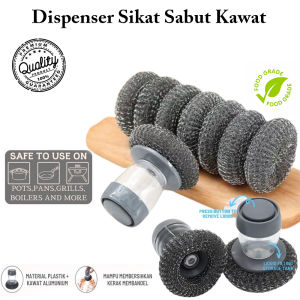 Sikat Sabut Kawat / Sikat Spons Cuci Piring Serabut Alumunium / Sikat Kawat Panci Wajan Serbaguna / Dispenser Tabung Sabun Cuci Piring Terlaris