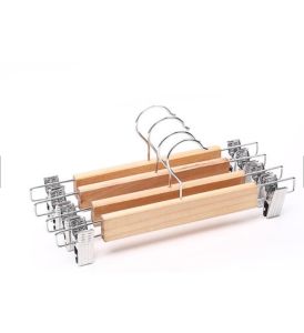 ไม้แขวน มีหนีบเหล็ก (6 ชิ้น) ไม้แขวนกางเกง ไม้แขวนกระโปง32cm  Y-02