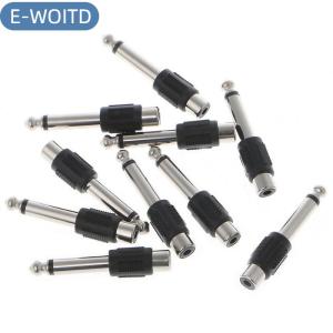 E-WOITD 10 chiếc giắc cắm RCA cái đến đầu nối bộ chuyển đổi âm thanh giắc cắm Mono đực 6.35mm 1 4