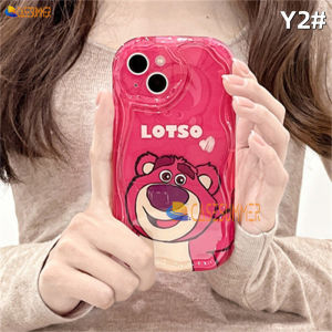 (Lokal Ready) Casesummer Casing hp iPhone 11 12 14 13 12 Pro Max XR 7Plus iPhone 15 Pro Max X XS Max 6s 7 8 6 Plus SE 2020 Lotso Strawberry Bear and Cute Dinosaur 3D Soft Wave Edge Glossy Back Silicone Kesing Case