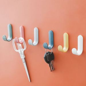 1/4pcs Towel Hook Plastic Door Hanger Self Adhesive Kitchen Wall Hanger Hat Racks Key Hanger Wall Organizer Key Holder Home Decor