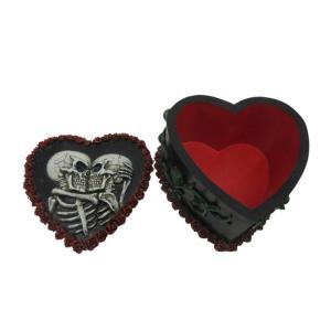 Horror Themed Heart Resin Box With Large Compartment Halloweens Decoration for Necklaces Rings Earrings