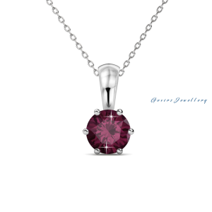 Birth Stone Necklace Pendant Premium Grade Austria Crystal 18K White Gold with Adjustable Chain