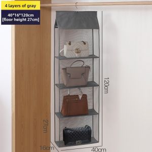 Wall-Mounted Handbag Organizer Storage Hanging Pouch for Wardrobe Multi-Pocket Bag Holder Shelf - Home Closet Storage Solutions
