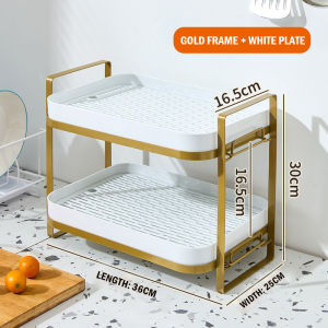 Golden Frame Drainage Rack Multifunctional Kitchen Tray Fruits Vegatables Nordic Minimalist Organizer/Fireheart Warrior