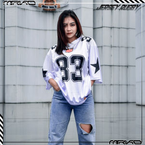 MRKO - Boxy Oversize Jersey Rugby Angka 33 Atasan Pria Wanita Bahan Paragon Variasi Jaring Keren