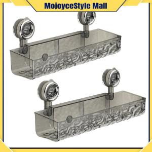 ที่ใส่แปรงสีฟันในห้องน้ำแบบดูดสูญญากาศไม่มีเจาะผนังใส 2 ชิ้นสำหรับจัดระเบียบในห้องน้ำ