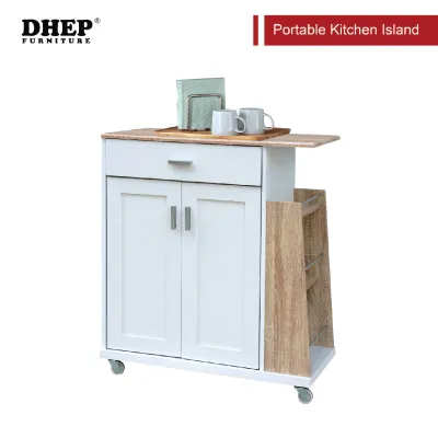 DHEP Kitchen Trolly Island (Dark grey + Hana Oak)