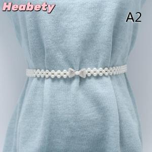 Heabety Large Pearl Waist Chain Womens Elastic Belt with Diamond Decoration All-match Skirt Fashion Casual Luxury Design Girdle Gothic