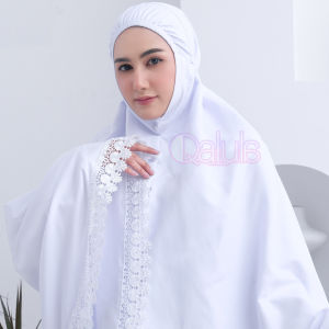 Jilbab Bergo Haji Umroh Bahan Katun Premium Hijab Jumbo Bersaku Warna Putih Hitam