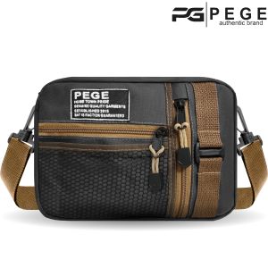 Tas Selempang Bahu Pria PEGE Dosei Slingbag Casual Kombinasi Coklat - PG 8955