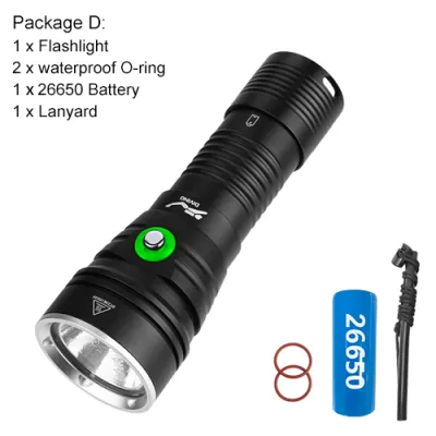 Asafee DA15 100M Underwater Scuba Lantern XHP70 2000LM Diving Flashlight IPX8 Waterproof Torch 72° Angle SOS Light
