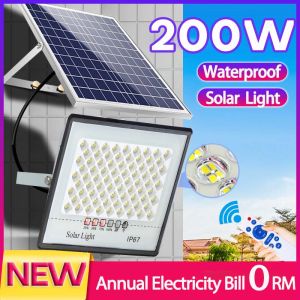 【Malaysia Stock】1000W Solar Street Light High Quality IP67 Waterproof Solar Spotlight with Remote Control Super Bright Garden Light Dusk to Dawn Solar Wall Lamp Apply to Basketball Court Garage Corrior Swimming Pools