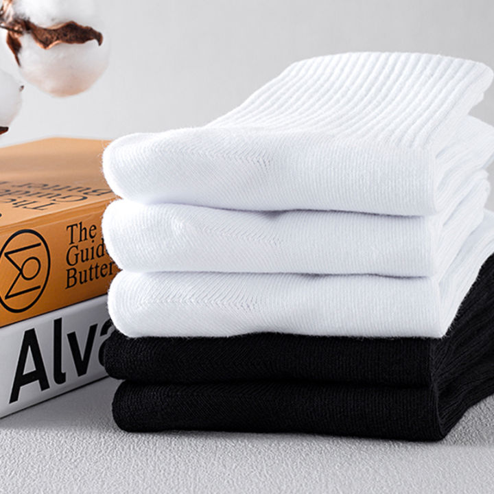 5/10pairs%20Socks%20Mid-length%20Solid%20color%20Sports%20White%20and%20black%20Deodorant%20Sweat-wicking%20-%20Image%207