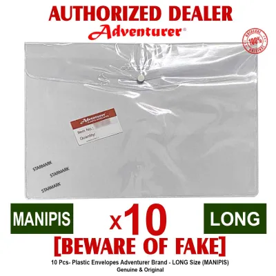 Plastic Envelope Envelopes LONG Size Adventurer Brand MANIPIS G4 Clear Transparent Authentic Starmark Enterprises - 10 Pcs