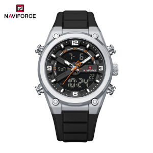 NAVIFORCE OriginalMens Quartz Watch Dual Time Watch Calendar Date LCD Display Luminous Pointer Silicone Strap Waterproof 30m Mens Casual Fashion Multifunctional Watch NF9265