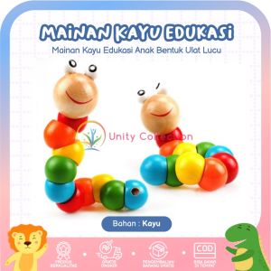 Mainan Edukatif Anak Motif Ulat Bahan Kayu