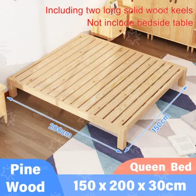 Solid Wood Bed Frame Single/Queen/King Anticorrosive Waterproof Bedroom Wooden Bed Frame 120/150/180 CM Tatami Wooden Bed