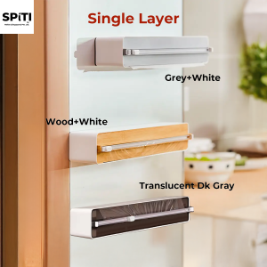 Magnetic Cling Wrap Dispenser with Cutter | Wall-Mounted Plastic Wrap Holder | Kitchen Storage