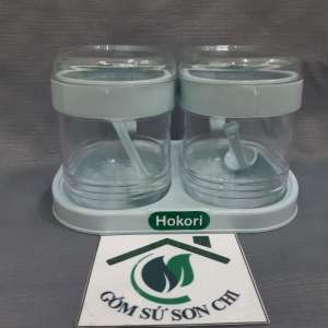 Bộ hủ đựng gia vị bằng nhựa nhãn hiệu Hokori (bộ 2 hủ)