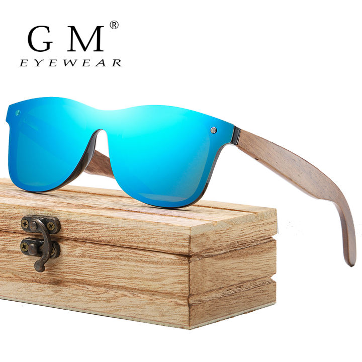 GM Walnut Wooden Sunglasses Women Brand Designer Retro