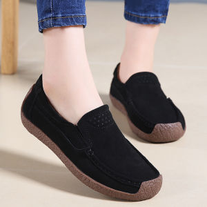 LUOXIWEI Loafer Suede Leather Slip Ons Moccasins Topsider Ladies Flat Ladies Flat Shoes for women Casual Shoes