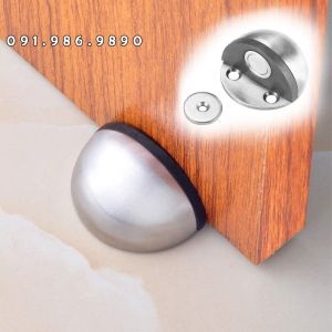 Chốt chặn cửa bán nguyệt đệm cao su bản to và dày 2 vít chống va đập