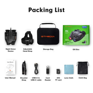 N4 กล้องส่องทางไกลอินฟราเรด HD Night Vision 2000mAh กลางแจ้ง 1080P IP66 ถ่ายภาพกลางวันและกลางคืน 32G ประเภทตลับหมึกคู่ เชื่อมต่อหมวกกันน็อก