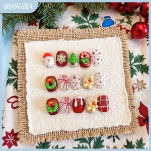 【SHANGZE4】 12 Lưới Giáng Sinh Loạt Móng Tay Nghệ Thuật Đồ Trang Sức Phim Hoạt Hình Santa Claus Elk Snowman Nail Charms Nhựa Móng Tay Nghệ Thuật Trang Trí Tự Làm Móng Tay Thiết Kế