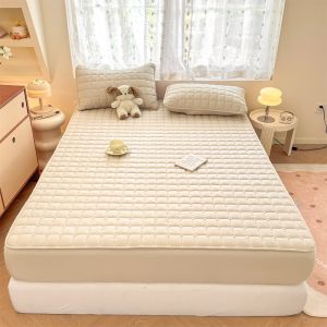 Minimalist Quilted Fittedsheet Blue/Green/White Mattress Protector Single/Super Single/Double/Queen/King