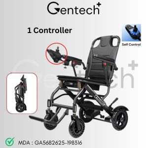 Carbon Fiber Coated Lightweight 15.6kg Frame Electric Wheelchair Automatic Wheelchair Kerusi Roda Elektrik Ringan Travel Foldable Powered Wheelchair With Remote Controller
