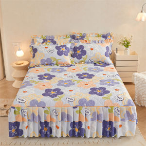 SUNLIGHT HOME Floral Bedsheet With Bed SkirtBreathable Thick Bed Sheet With LaceComfortable Mattress Cover 9 Colors