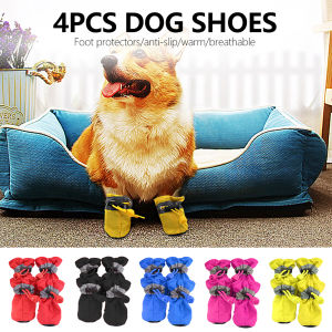 Calistouk  4Pcs Pet Dog Shoes Boots Waterproof Anti-slip Pets Shoes Puppy Cats Socks Rain Snow Dog Shoes For Small Dogs Footwear Accessories
