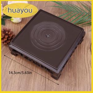 huayou Deep Brown Carving Wooden Look Plastic Base Tray Flowerpot Holder Round Square Multi-Functional Teapot Vase Fish Tank Base